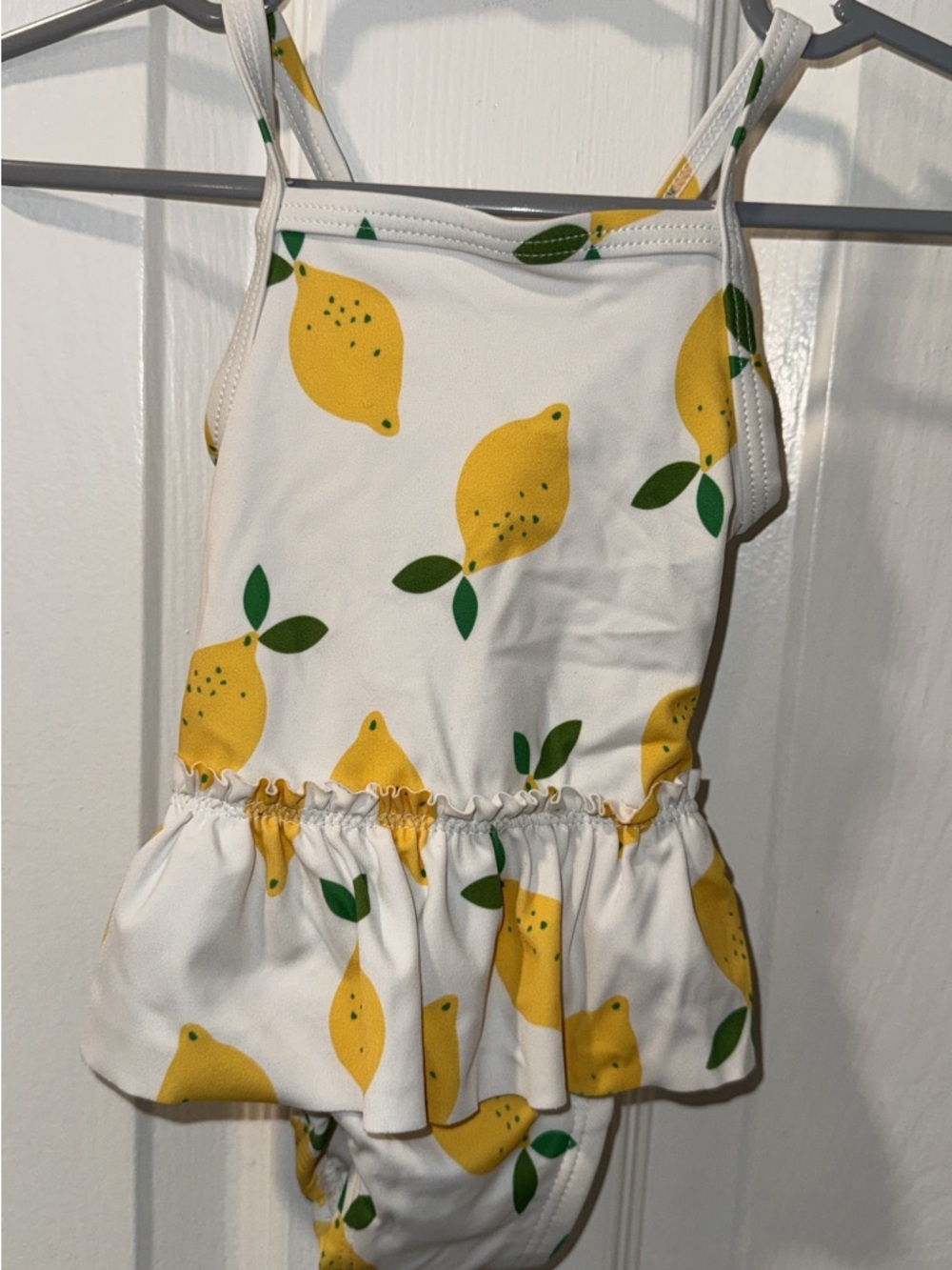 Hanna Andersson Lemon Print Ruffle One-Piece Swimsuit 0/3M